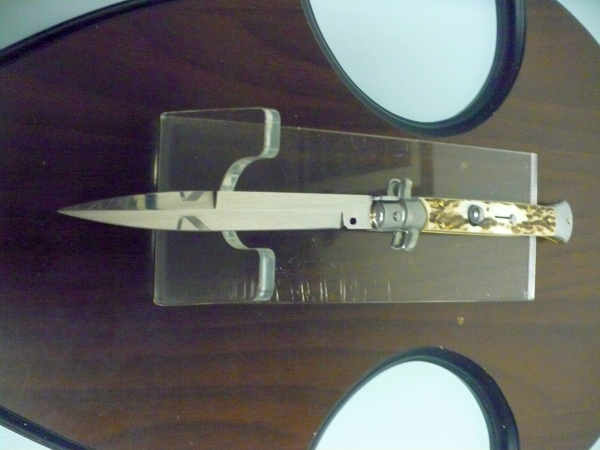 Coltello a scatto - pugnale -Frank Beltrame - italian stiletto 28 cm - corno di cervo / deer horn, lama baionetta -  FB 28/63B - 2