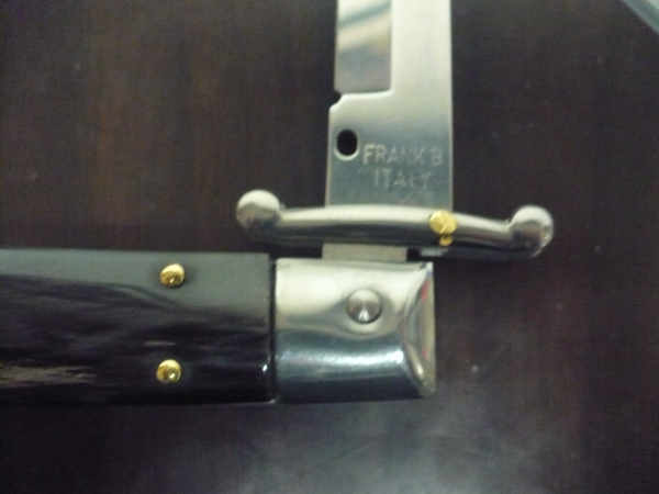 Swinguard Frank Beltrame - italian stiletto 28 cm - corno di bufalo scuro - lama baionetta FB 550/58- 2