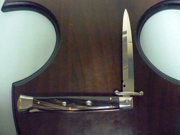 Swinguard Frank Beltrame - italian stiletto 28 cm - corno di bufalo scuro - lama baionetta FB 550/58- 2