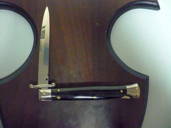 Swinguard Frank Beltrame - italian stiletto 28 cm - corno di bufalo scuro - lama baionetta FB 550/58- 2