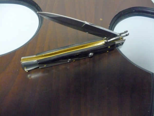 Swinguard Frank Beltrame - italian stiletto 28 cm - corno di bufalo scuro - lama baionetta FB 550/58- 2
