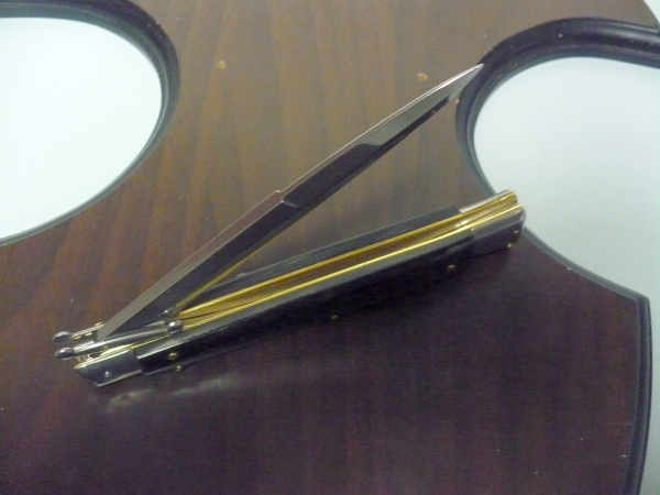 Swinguard Frank Beltrame - italian stiletto 28 cm - corno di bufalo scuro - lama baionetta FB 550/58- 2