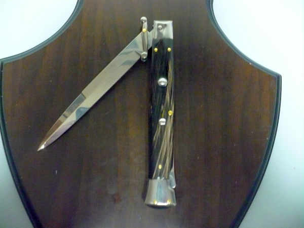 Swinguard Frank Beltrame - italian stiletto 28 cm - corno di bufalo scuro - lama baionetta FB 550/58- 2