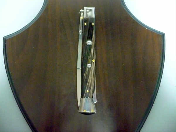 Swinguard Frank Beltrame - italian stiletto 28 cm - corno di bufalo scuro - lama baionetta FB 550/58- 2