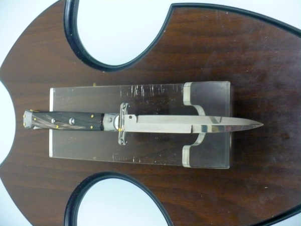 Swinguard Frank Beltrame - italian stiletto 28 cm - corno di bufalo scuro - lama baionetta FB 550/58- 2