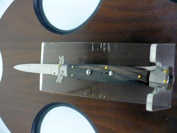 Swinguard Frank Beltrame - italian stiletto 28 cm - corno di bufalo scuro - lama baionetta FB 550/58- 2