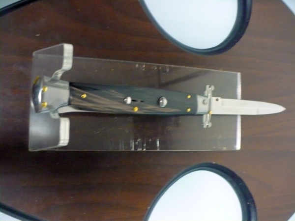 Swinguard Frank Beltrame - italian stiletto 28 cm - corno di bufalo scuro - lama baionetta FB 550/58- 2