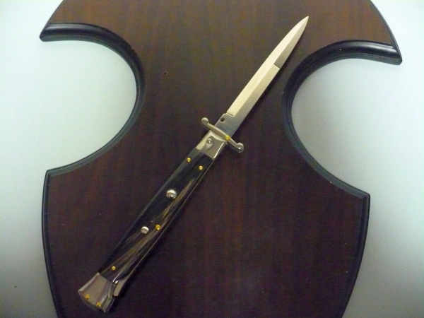 Swinguard Frank Beltrame - italian stiletto 28 cm - corno di bufalo scuro - lama baionetta FB 550/58- 2