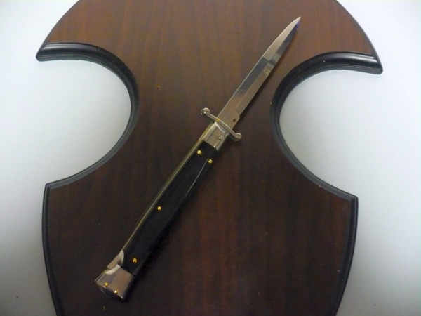 Swinguard Frank Beltrame - italian stiletto 28 cm - corno di bufalo scuro - lama baionetta FB 550/58- 2