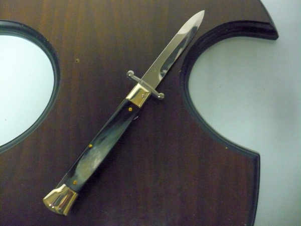 Swinguard- Famiglia Spadon- italian stiletto 23 cm - corno di bufalo brasiliano / brazilian buffalo horn - lama baionetta - 2
