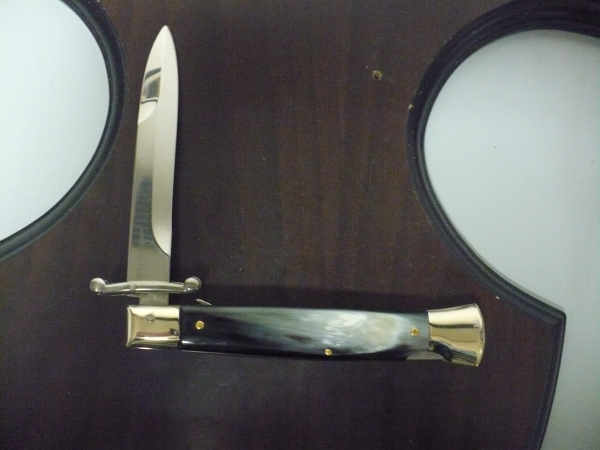 Swinguard- Famiglia Spadon- italian stiletto 23 cm - corno di bufalo brasiliano / brazilian buffalo horn - lama baionetta - 2