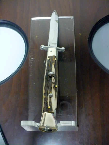 Swinguard- Famiglia Spadon- italian stiletto 23 cm - corno di cervo / deer horn - lama baionetta -2