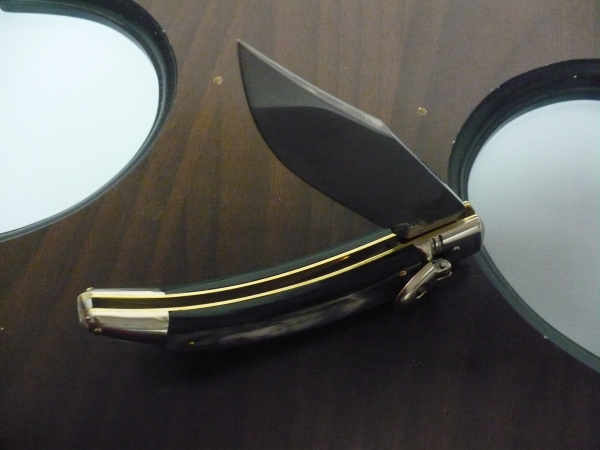Campolin, coltello a scatto , diana leverlock -21,50 cm- corno di  bufalo brasiliano, switchblade - brazilian buffalo -2