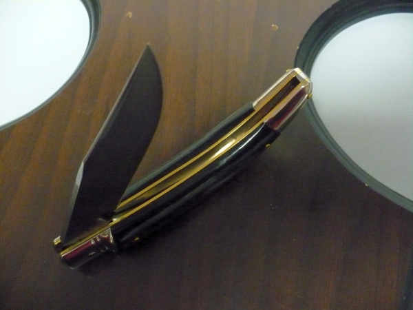 Campolin, coltello a scatto , diana leverlock -21,50 cm- corno di  bufalo brasiliano, switchblade - brazilian buffalo -2