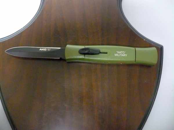 Italian stiletto frontale  coltellerie AKC Campolin - 20,50 cm - modello nato military, dagger teflonata nero