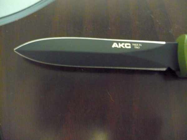 Italian stiletto frontale  coltellerie AKC Campolin - 20,50 cm - modello nato military, dagger teflonata nero