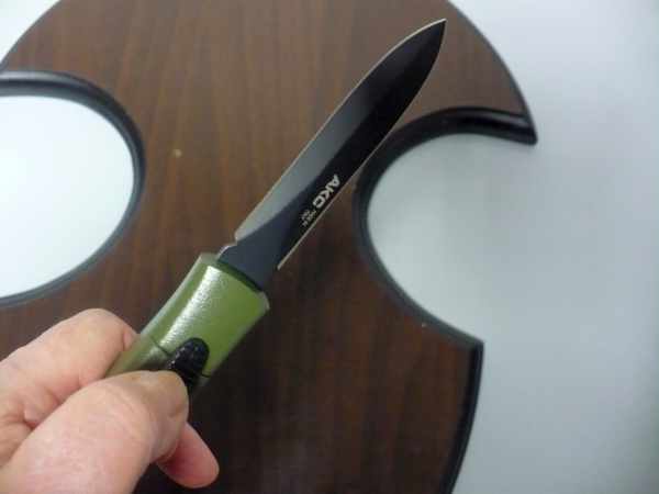 Italian stiletto frontale  coltellerie AKC Campolin - 20,50 cm - modello nato military, dagger teflonata nero