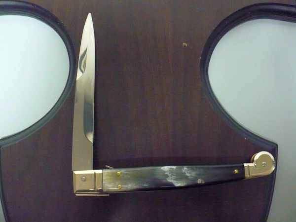 Siciliano,Picklock A.G.A. Campolin sicilian fighting - italian stiletto 30 cm - corno di bufalo brasiliano / brazilian buffalo horn - 2