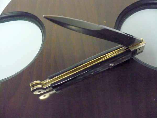 Siciliano,Picklock A.G.A. Campolin sicilian fighting - italian stiletto 30 cm - corno di bufalo brasiliano / brazilian buffalo horn - 2