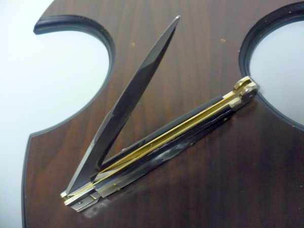 Siciliano,Picklock A.G.A. Campolin sicilian fighting - italian stiletto 30 cm - corno di bufalo brasiliano / brazilian buffalo horn - 2