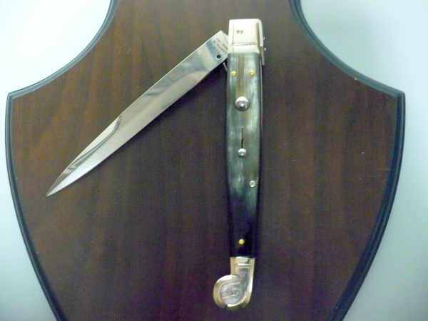 Siciliano,Picklock A.G.A. Campolin sicilian fighting - italian stiletto 30 cm - corno di bufalo brasiliano / brazilian buffalo horn - 2