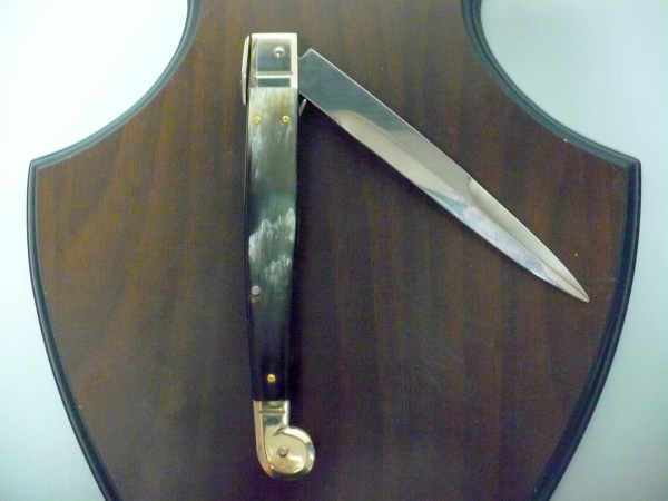 Siciliano,Picklock A.G.A. Campolin sicilian fighting - italian stiletto 30 cm - corno di bufalo brasiliano / brazilian buffalo horn - 2