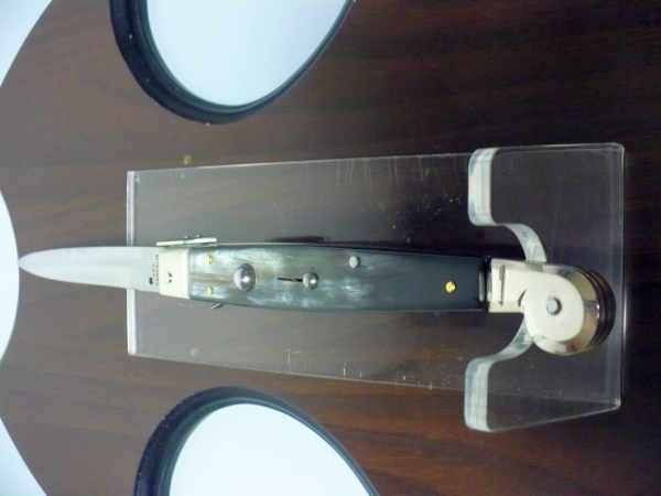 Siciliano,Picklock A.G.A. Campolin sicilian fighting - italian stiletto 30 cm - corno di bufalo brasiliano / brazilian buffalo horn - 2
