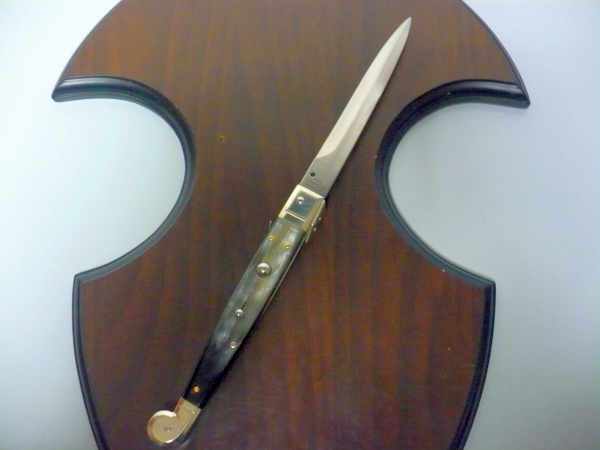 Siciliano,Picklock A.G.A. Campolin sicilian fighting - italian stiletto 30 cm - corno di bufalo brasiliano / brazilian buffalo horn - 2