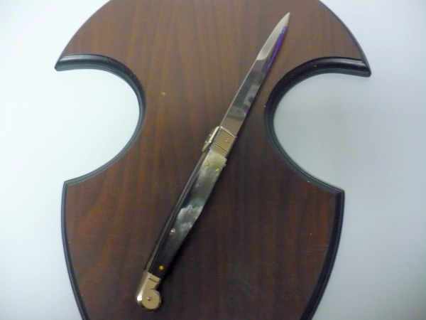 Siciliano,Picklock A.G.A. Campolin sicilian fighting - italian stiletto 30 cm - corno di bufalo brasiliano / brazilian buffalo horn - 2