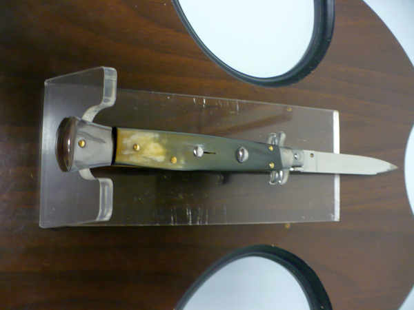 Frank Beltrame - italian stiletto, coltello a scatto, 28 cm -bufalo brasiliano, lama swedge FB 28/09Sw-2