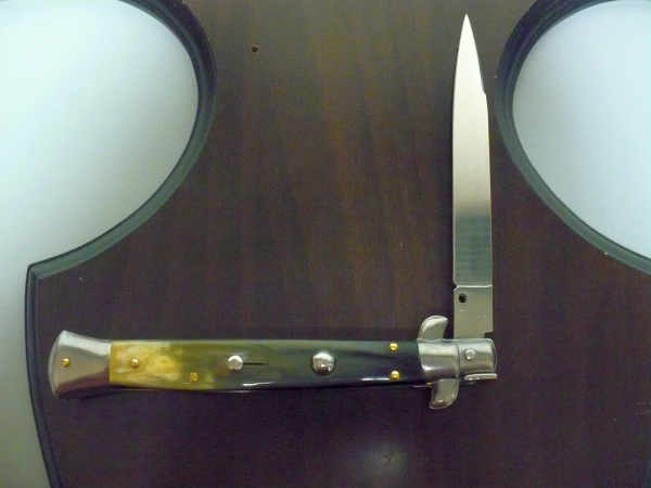Frank Beltrame - italian stiletto, coltello a scatto, 28 cm -bufalo brasiliano, lama swedge FB 28/09Sw-2