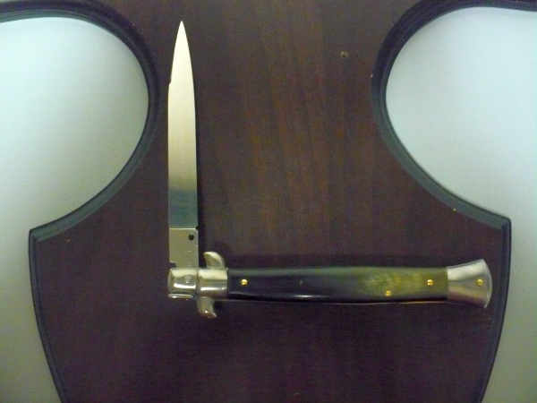 Frank Beltrame - italian stiletto, coltello a scatto, 28 cm -bufalo brasiliano, lama swedge FB 28/09Sw-2