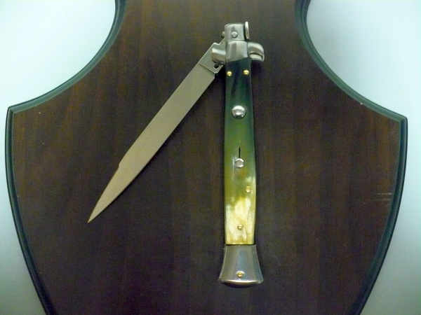 Frank Beltrame - italian stiletto, coltello a scatto, 28 cm -bufalo brasiliano, lama swedge FB 28/09Sw-2