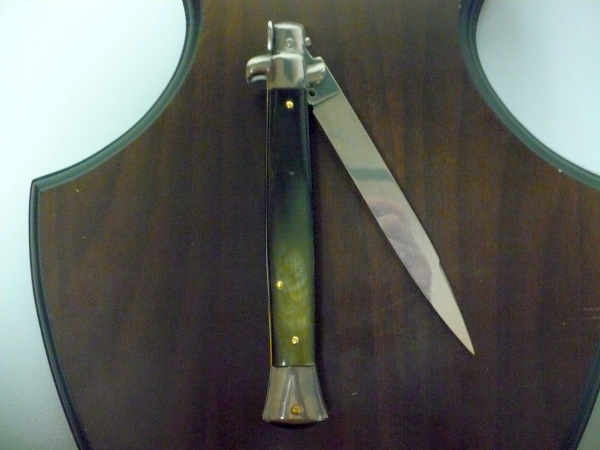 Frank Beltrame - italian stiletto, coltello a scatto, 28 cm -bufalo brasiliano, lama swedge FB 28/09Sw-2