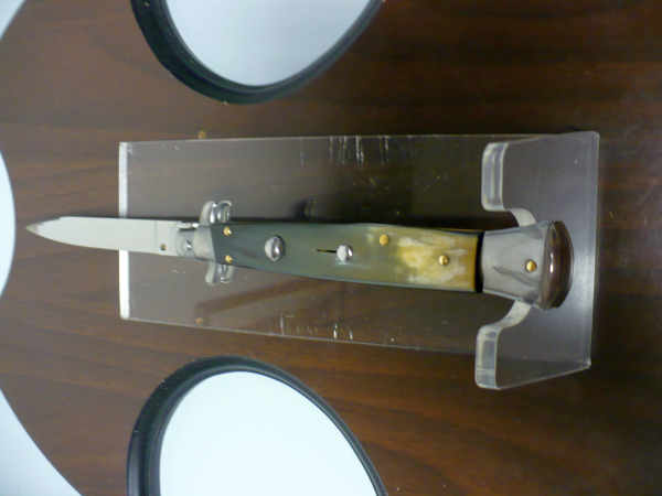Frank Beltrame - italian stiletto, coltello a scatto, 28 cm -bufalo brasiliano, lama swedge FB 28/09Sw-2