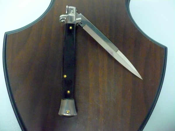 Frank Beltrame , italian stiletto , pugnale - 28 cm , corno di bufalo scuro, lama baionetta, modello FB 28/58B- 20