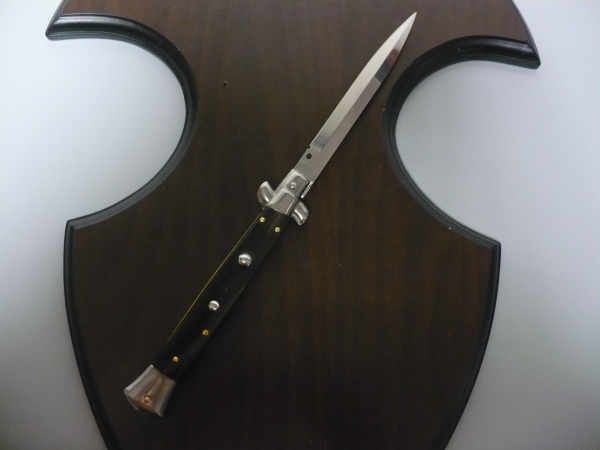 Frank Beltrame , italian stiletto , pugnale - 28 cm , corno di bufalo scuro, lama baionetta, modello FB 28/58B- 20