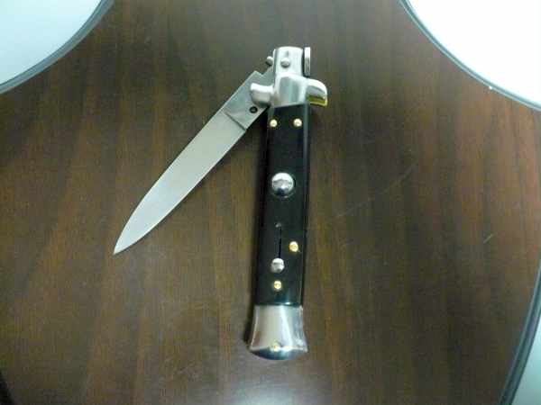 Coltello a scatto ,italian stiletto -20 cm-corno di  bufalo pugnale di Maniago,stiletto artigianale - 6