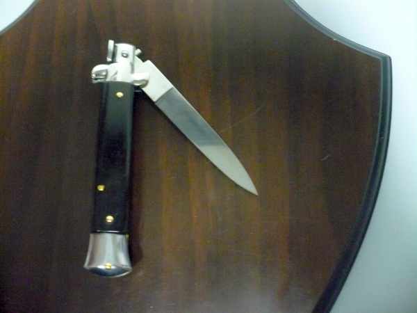 Coltello a scatto ,italian stiletto -20 cm-corno di  bufalo pugnale di Maniago,stiletto artigianale - 6