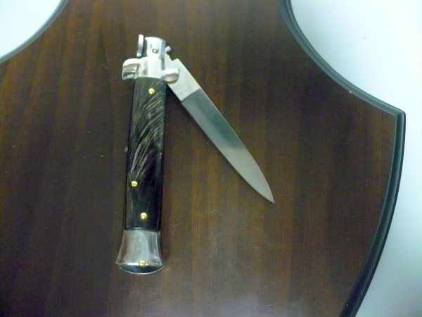 Coltello a scatto ,italian stiletto -20 cm- corno di  bufalo pugnale di Maniago, stiletto artigianale - 7