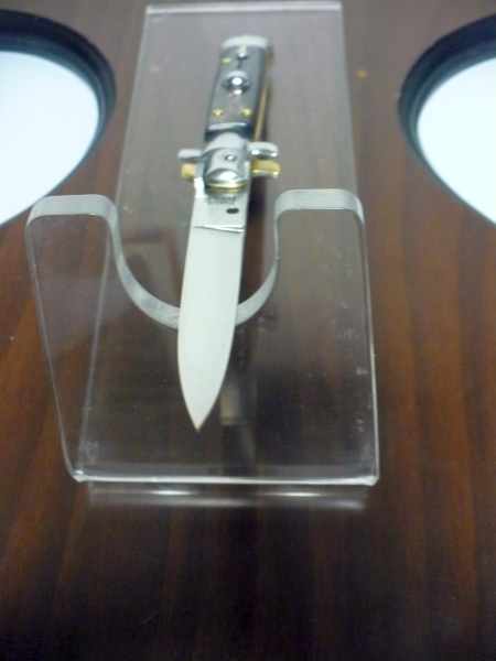 Coltello a scatto ,italian stiletto -20 cm- corno di  bufalo pugnale di Maniago, stiletto artigianale - 7