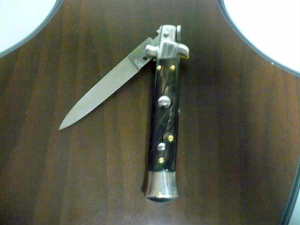 Coltello a scatto ,italian stiletto -20 cm- corno di  bufalo pugnale di Maniago, stiletto artigianale - 7