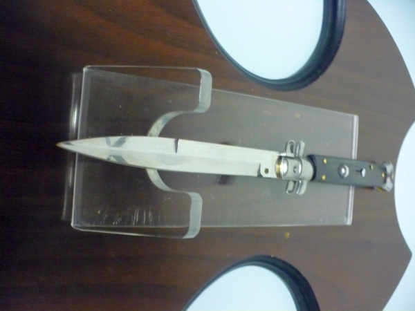 Frank Beltrame , italian stiletto , pugnale - 28 cm , corno di bufalo scuro, baionetta, modello FB 28/58B -21