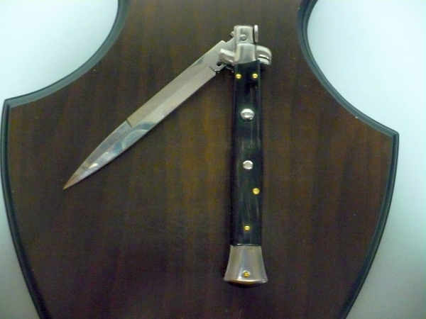 Frank Beltrame , italian stiletto , pugnale - 28 cm , corno di bufalo scuro, baionetta, modello FB 28/58B -21