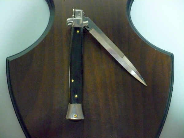 Frank Beltrame , italian stiletto , pugnale - 28 cm , corno di bufalo scuro, baionetta, modello FB 28/58B -21