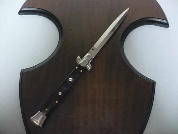 Frank Beltrame , italian stiletto , pugnale - 28 cm , corno di bufalo scuro, baionetta, modello FB 28/58B -21