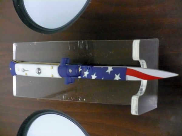 Frank Beltrame italian stiletto-23 cm imitazione di madreperla,baionetta con bandiera americana , edizione limitata - numero 15/26