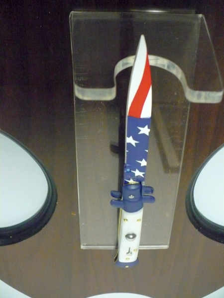 Frank Beltrame italian stiletto-23 cm imitazione di madreperla,baionetta con bandiera americana , edizione limitata - numero 49/26
