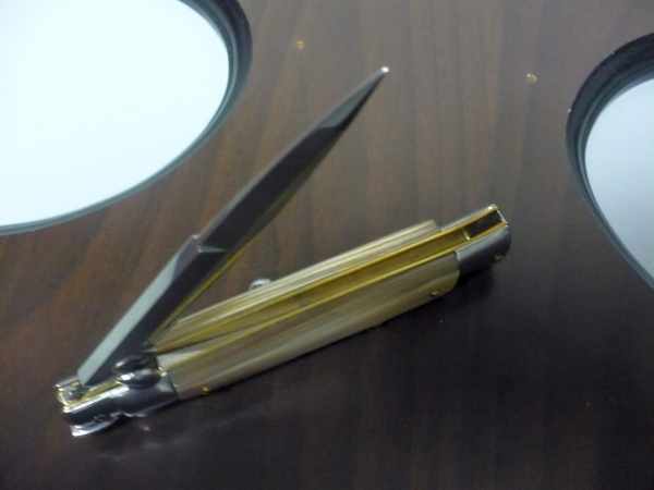 Frank Beltrame - italian stiletto , pugnale - 23 cm - corno di bufalo chiaro - lama baionetta - moddello FB 23/48B -9