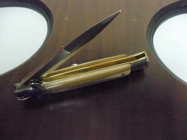 Italian stiletto - pugnale Frank Beltrame - 23 cm - corno di bufalo chiaro, lama baionetta - FB 23/48B - 2